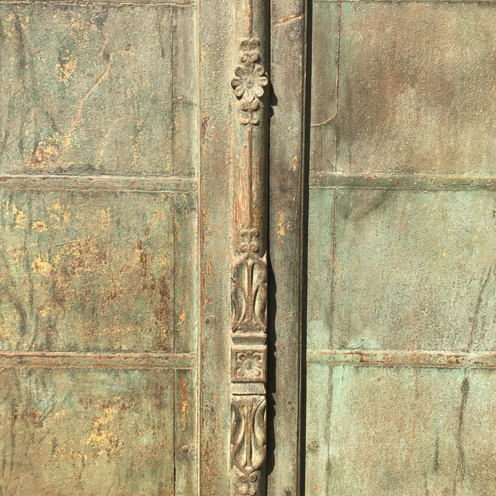 Old Green Painted Indian Door - 19thC | Indigo Oriental Antiques