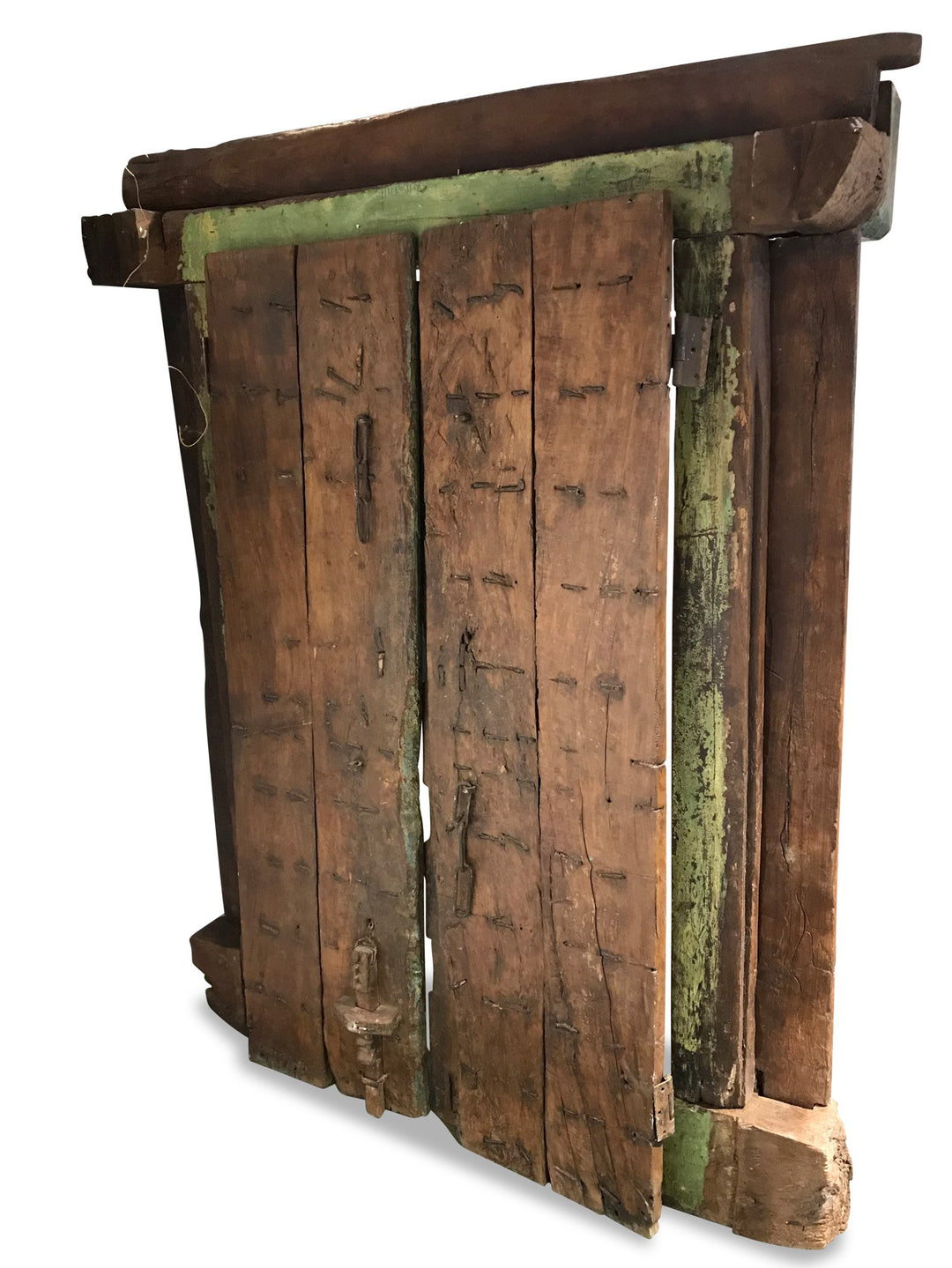 Old Painted Indian Door From Gujarat - 18thC | Indigo Oriental Antiques