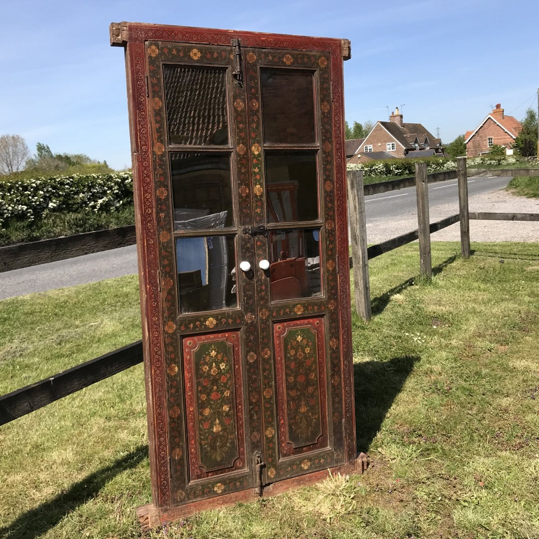 Painted Glazed Doors From Bikaner - 19thC | Indigo Oriental Antiques
