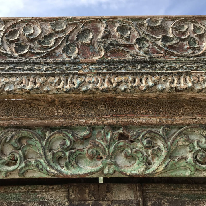 Painted Indian Door From Gujarat - 19thC | Indigo Oriental Antiques