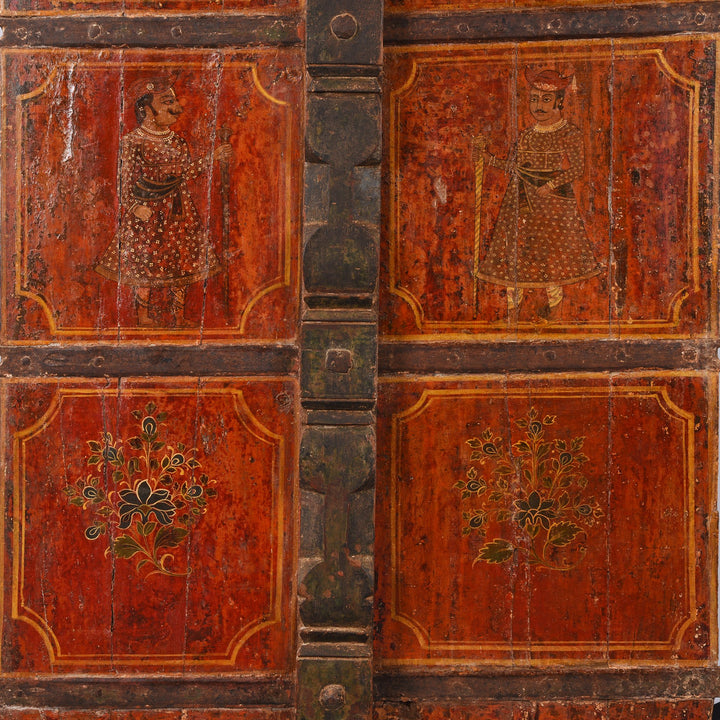 Painted Teak Door From Rajasthan - 19thC - 92 x 6 x 165 (wxdxh cms) - A6317