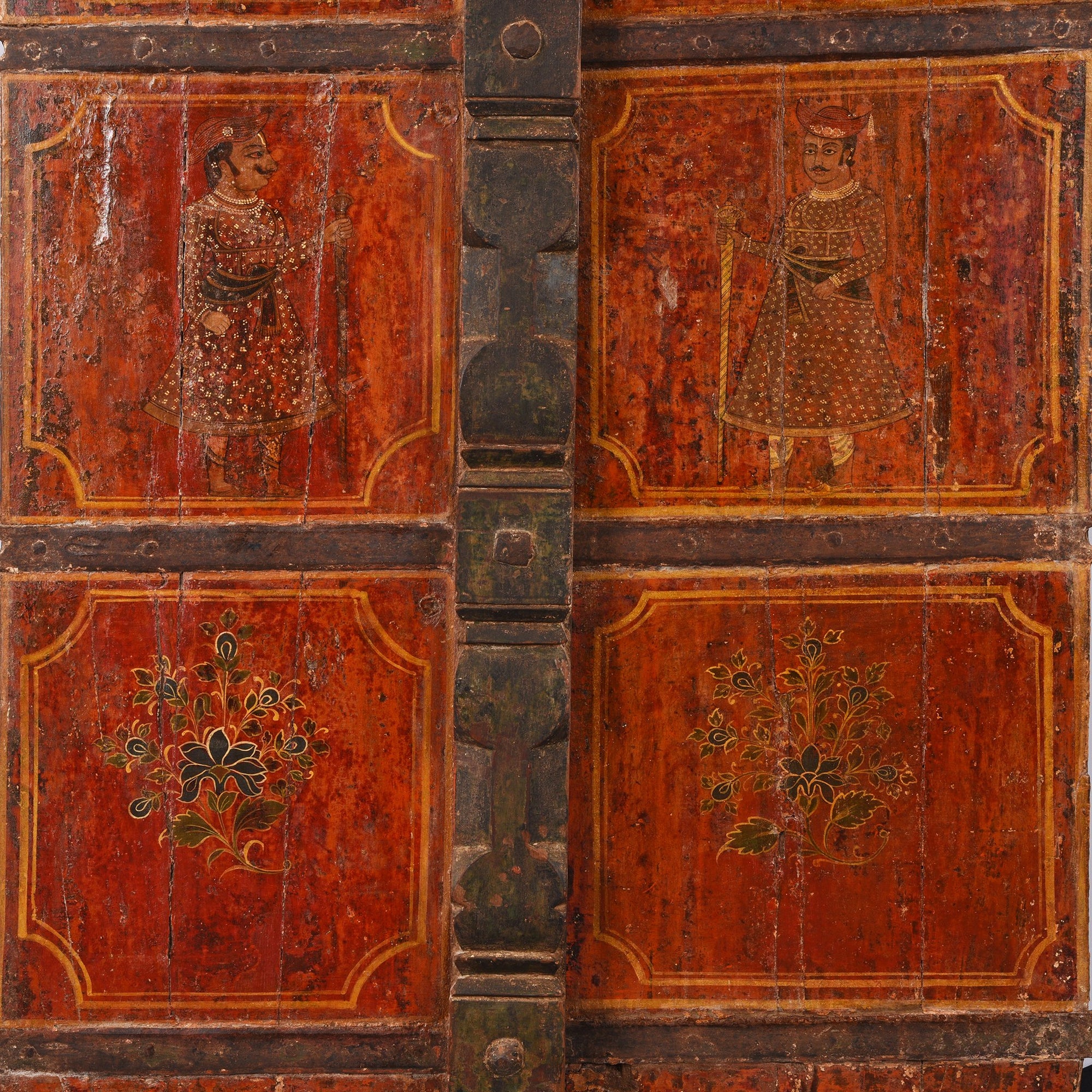 Painted Teak Door From Rajasthan - 19thC - 92 x 6 x 165 (wxdxh cms) - A6317