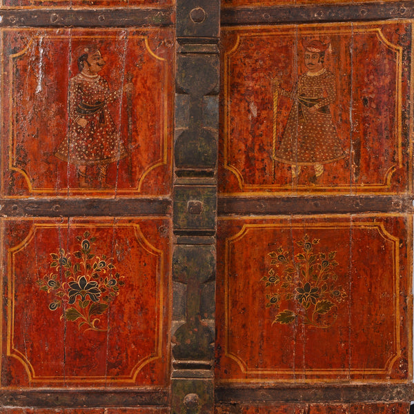 Painted Indian Door From Rajasthan - Mid 18thC