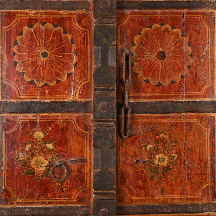 Painted Teak Door From Rajasthan - 19thC - 92 x 6 x 165 (wxdxh cms) - A6317