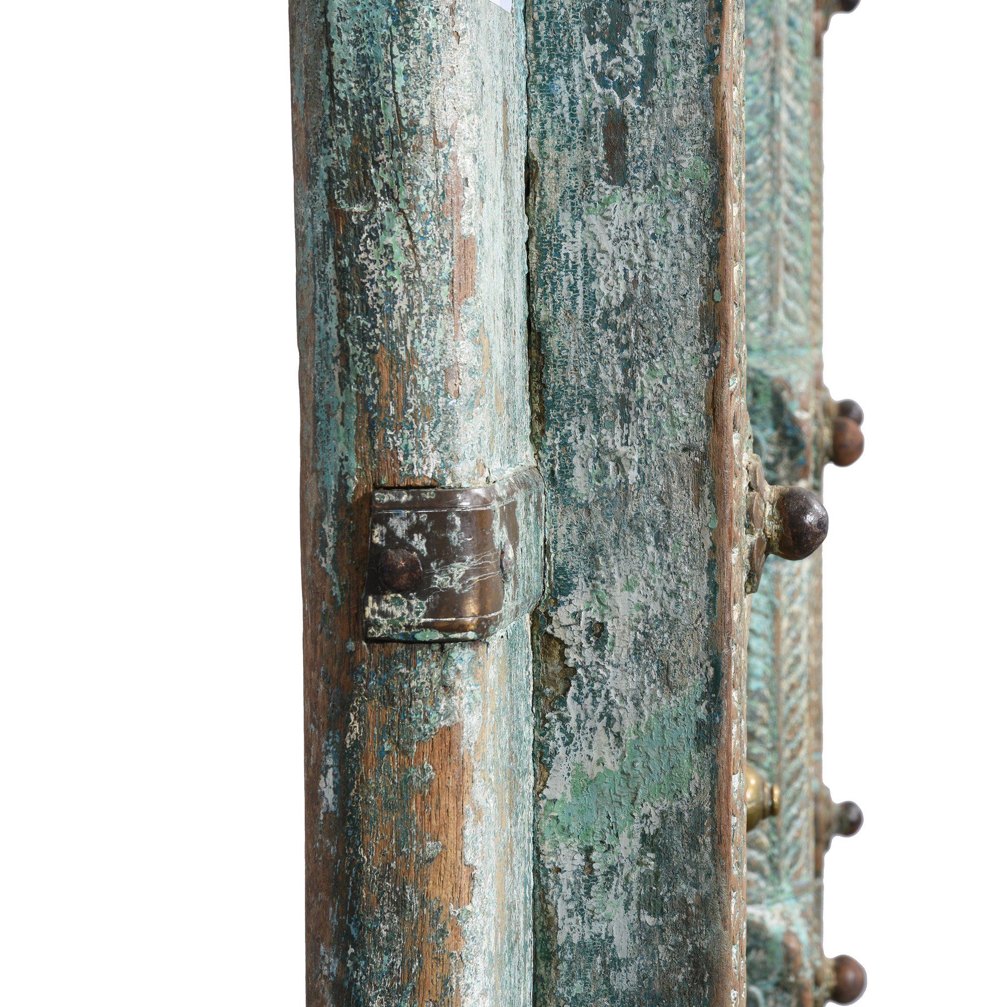 Painted Indian Door With Original Paint From Gujarat - 18thC | Indigo Antiques