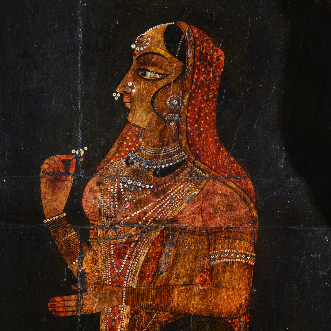 Black & red painted Indian doors from Bikaner, Rajasthan. Indigo Antiques