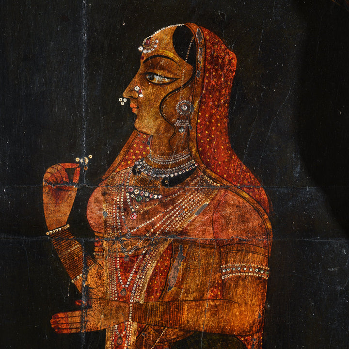 Black & red painted Indian doors from Bikaner, Rajasthan. Indigo Antiques