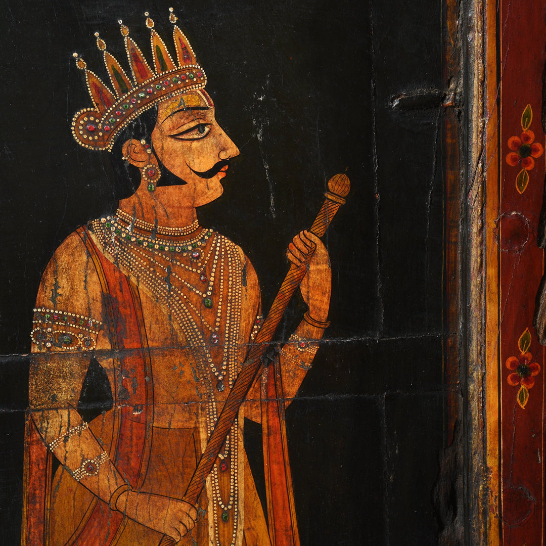 Black & red painted Indian doors from Bikaner, Rajasthan. Indigo Antiques