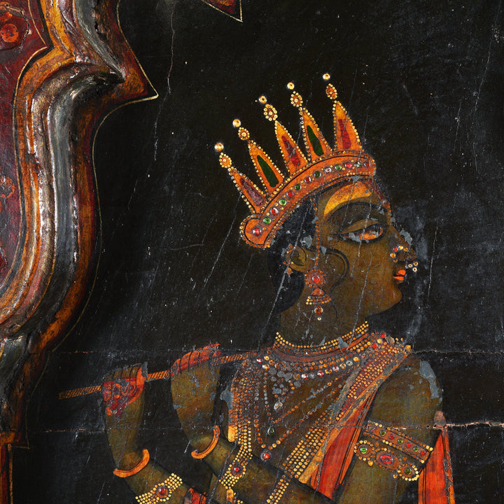 Black & red painted Indian doors from Bikaner, Rajasthan. Indigo Antiques