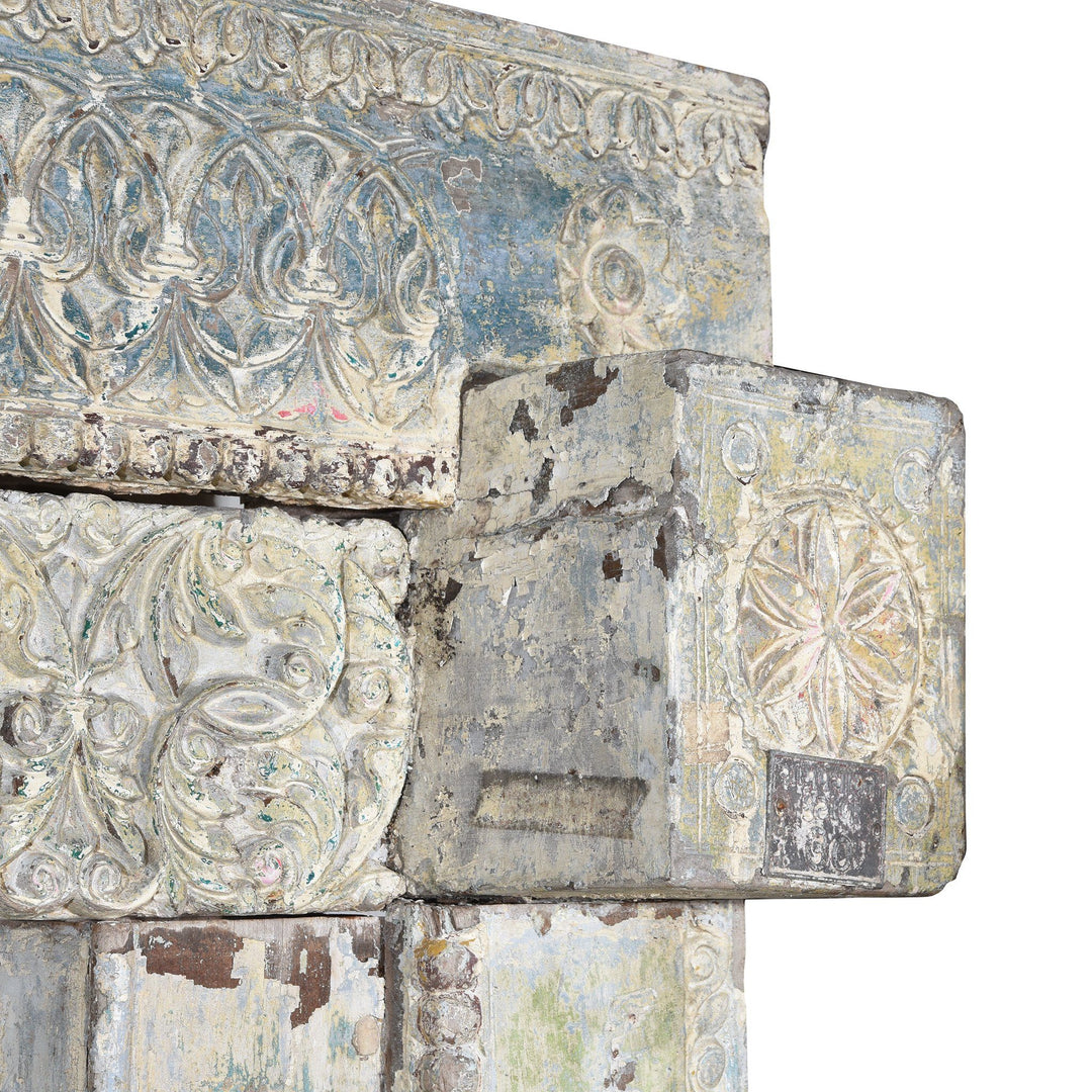 Painted Indian Reclaimed Door From Gujarat - 19thC | Indigo Antiques