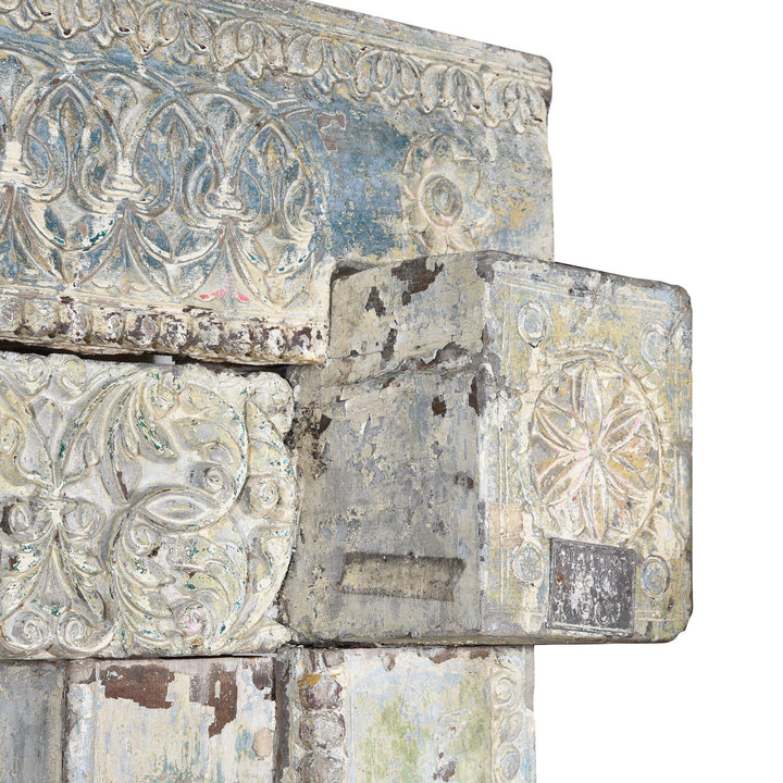 Painted Indian Reclaimed Door From Gujarat - 19thC | Indigo Antiques