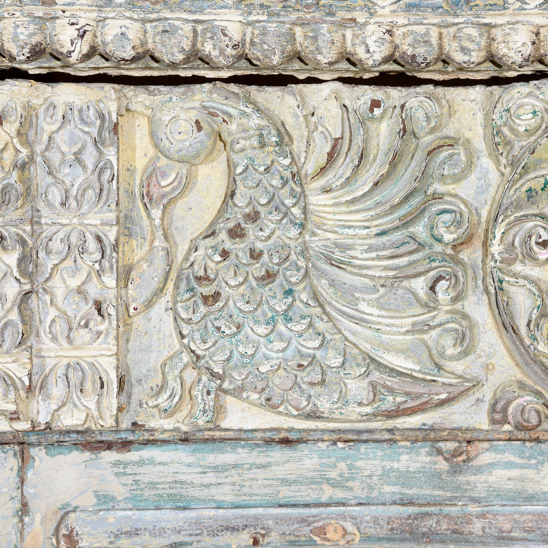 Painted Indian Reclaimed Door From Gujarat - 19thC | Indigo Antiques