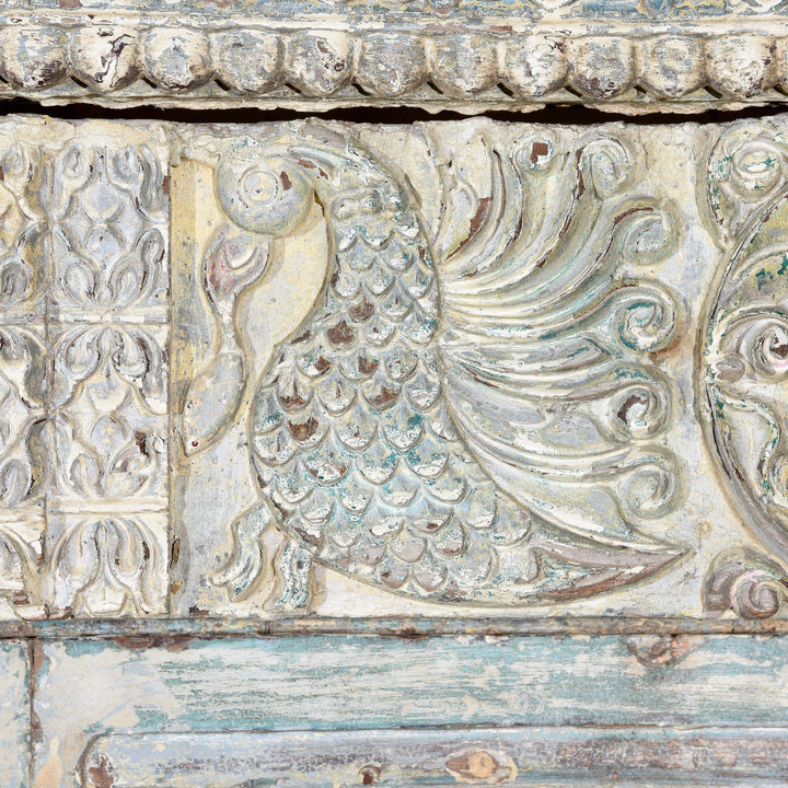 Painted Indian Reclaimed Door From Gujarat - 19thC | Indigo Antiques