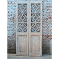 Painted Pine Lattice Doors From Shanxi - 100 Yrs Old - Pair