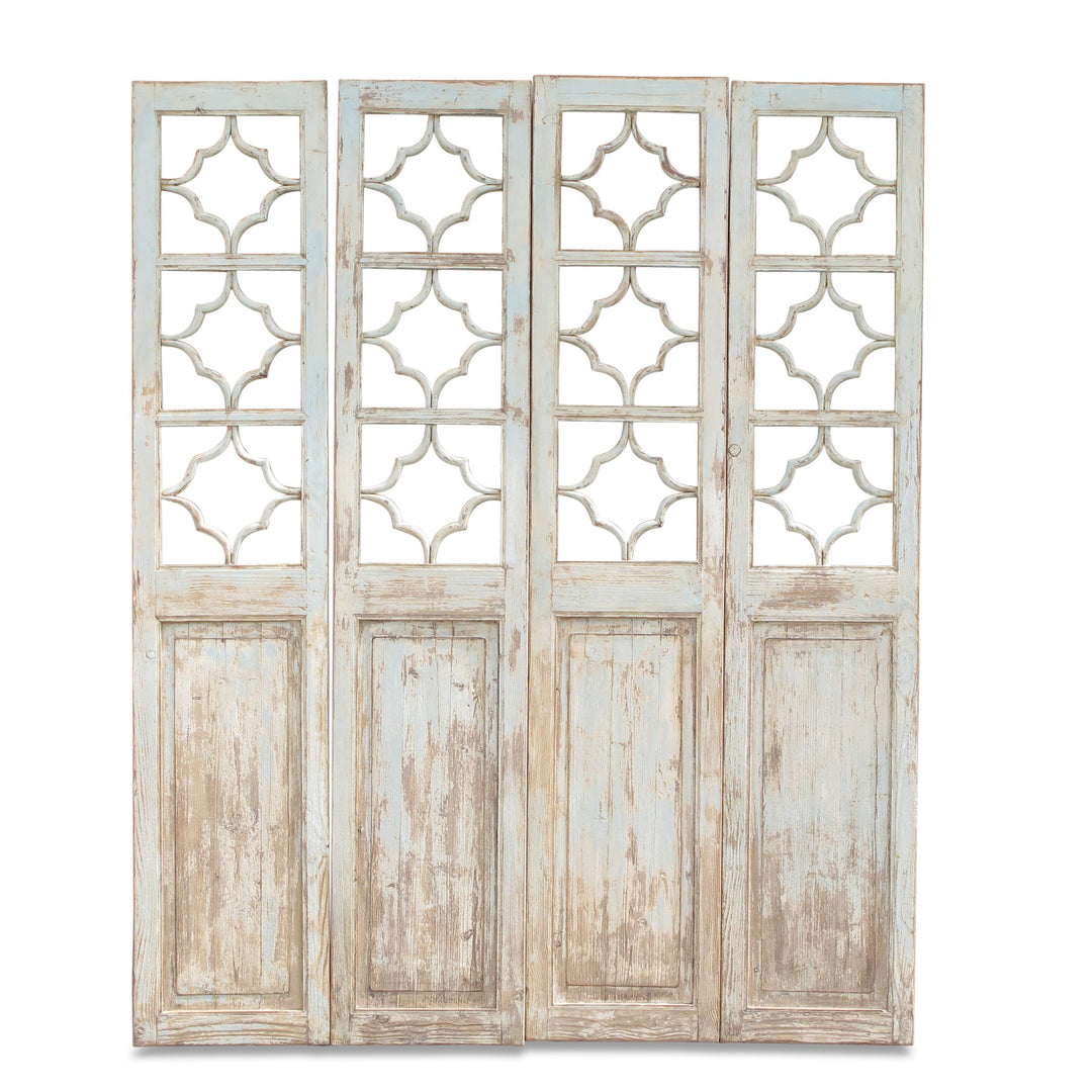 Painted Pine Lattice Window Panel From Shanxi - 100 Yrs Old | Indigo Oriental Antiques
