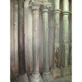 Pair Painted Teak Pillars with Stone Bases - 19thC