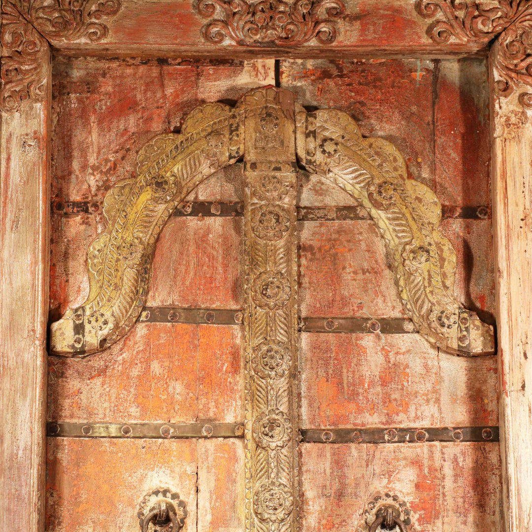 Teak Window with Original Painting from Gujarat - 19thC | Indigo Oriental Antiques