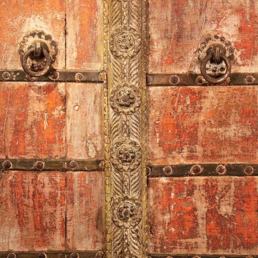 Teak Window with Original Painting from Gujarat - 19thC | Indigo Oriental Antiques