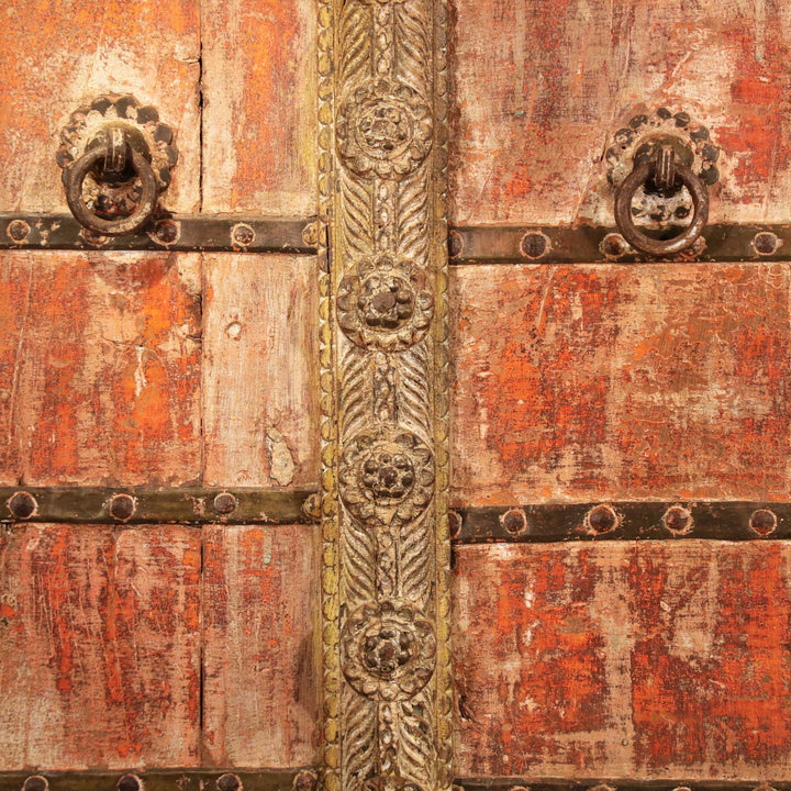 Teak Window with Original Painting from Gujarat - 19thC | Indigo Oriental Antiques