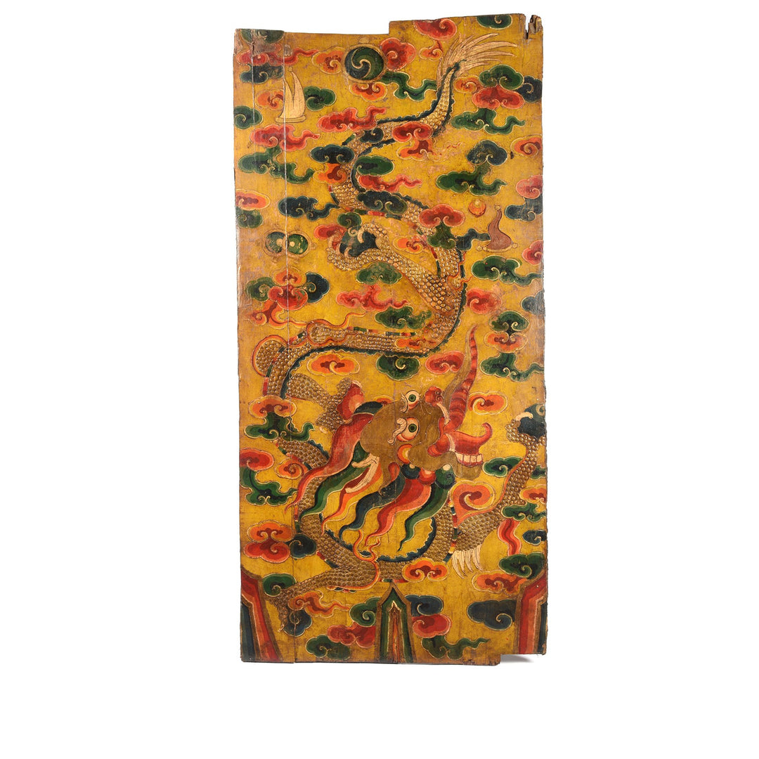 Tibetan Dragon Door With Original Paint 75 - 100 Yrs Old | Indigo Antiques