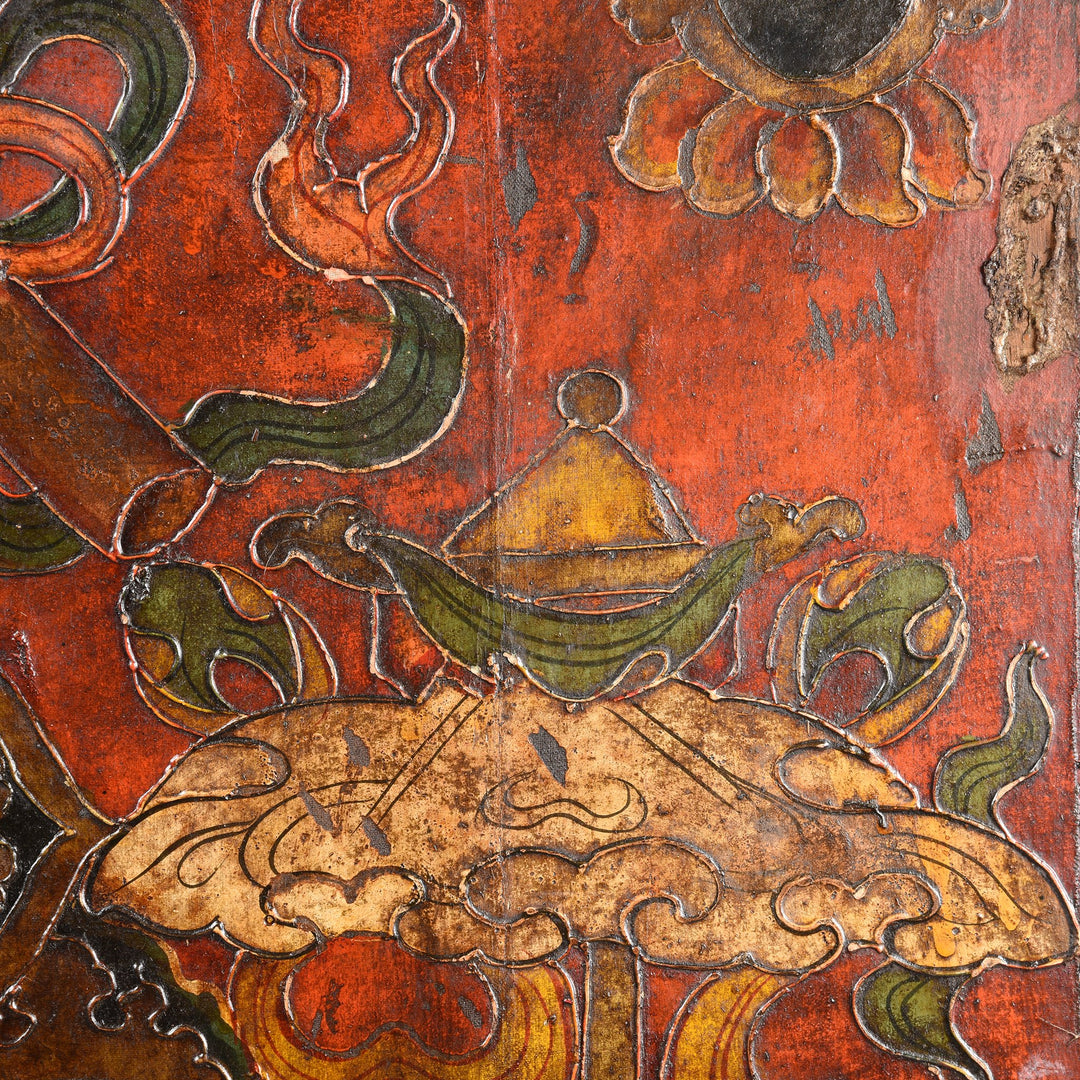 Tibetan Dragon Door panel With Original Paint | Indigo Antiques