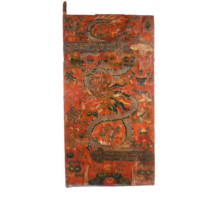 Tibetan Dragon Door panel With Original Paint | Indigo Antiques