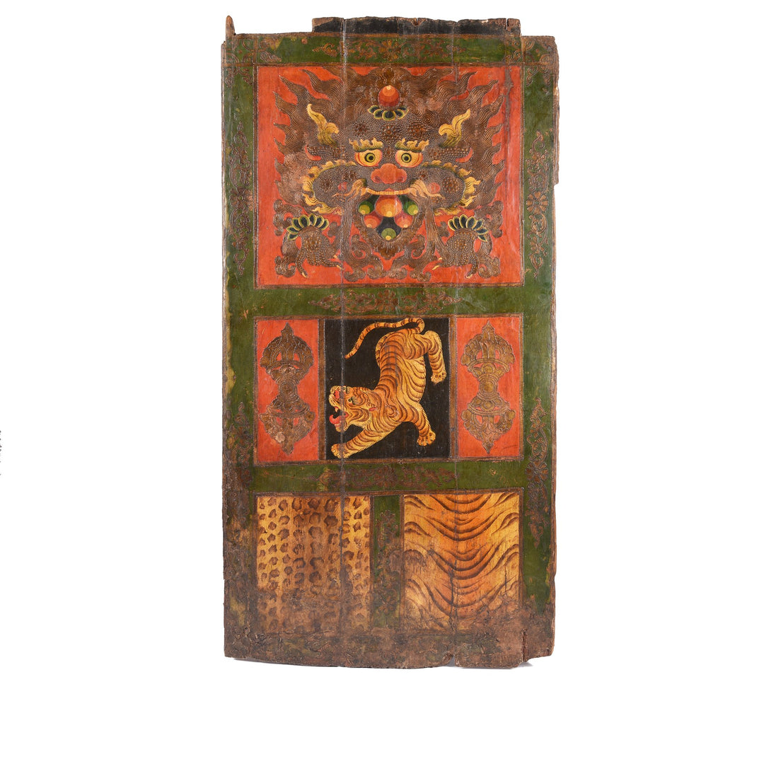 Tibetan Dragon Door panel With Original Paint | Indigo Antiques