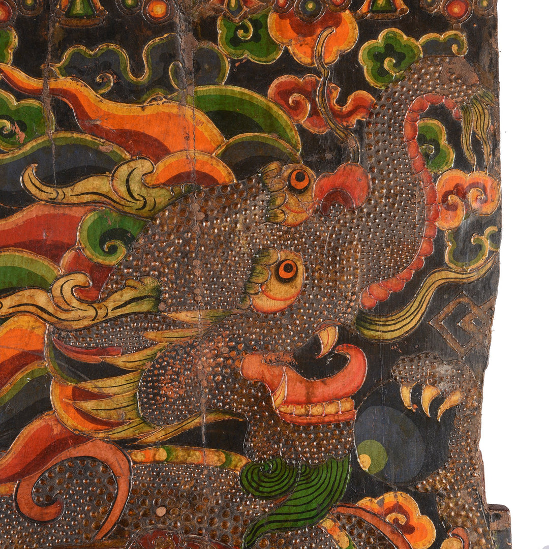 Tibetan Dragon Door panel With Original Paint | Indigo Antiques
