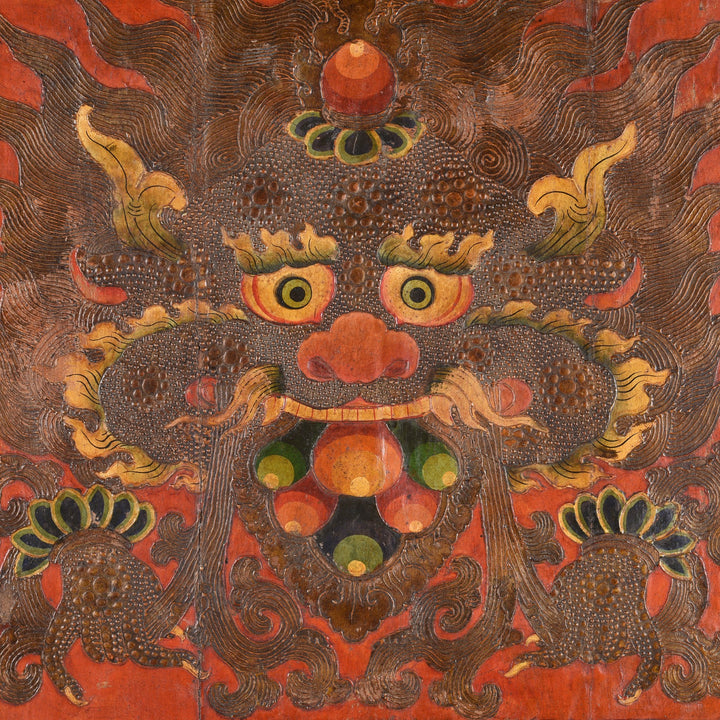 Tibetan Dragon Door panel With Original Paint | Indigo Antiques
