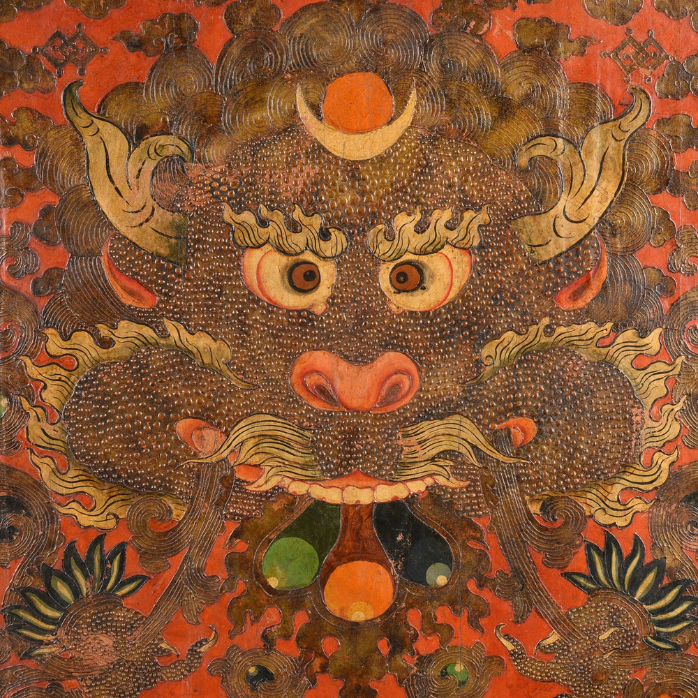 Tibetan Dragon Door panel With Original Paint | Indigo Antiques