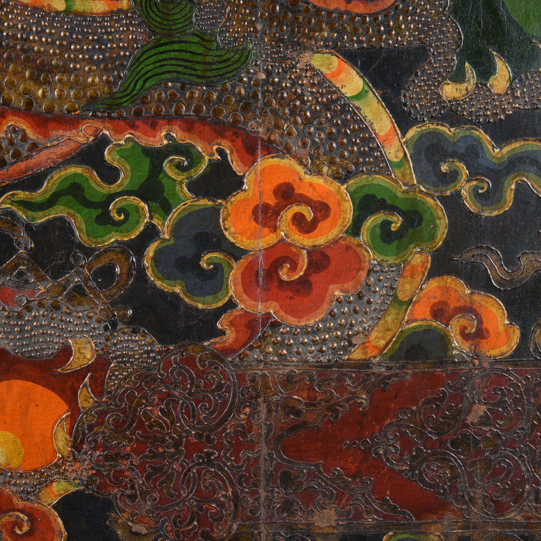 Tibetan Dragon Door panel With Original Paint | Indigo Antiques
