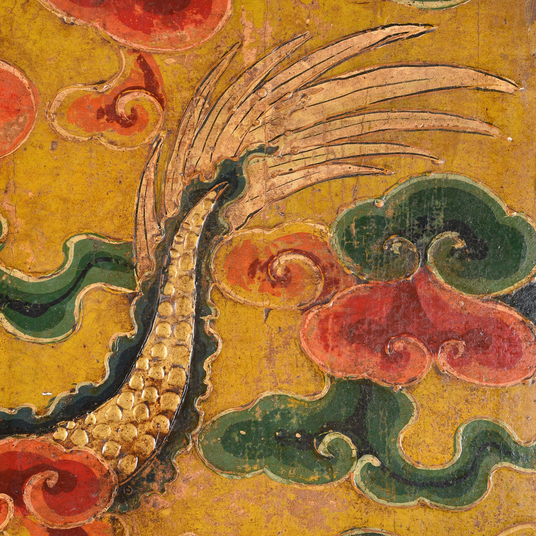 Tibetan Dragon Door With Original Paint 75 - 100 Yrs Old | Indigo Antiques