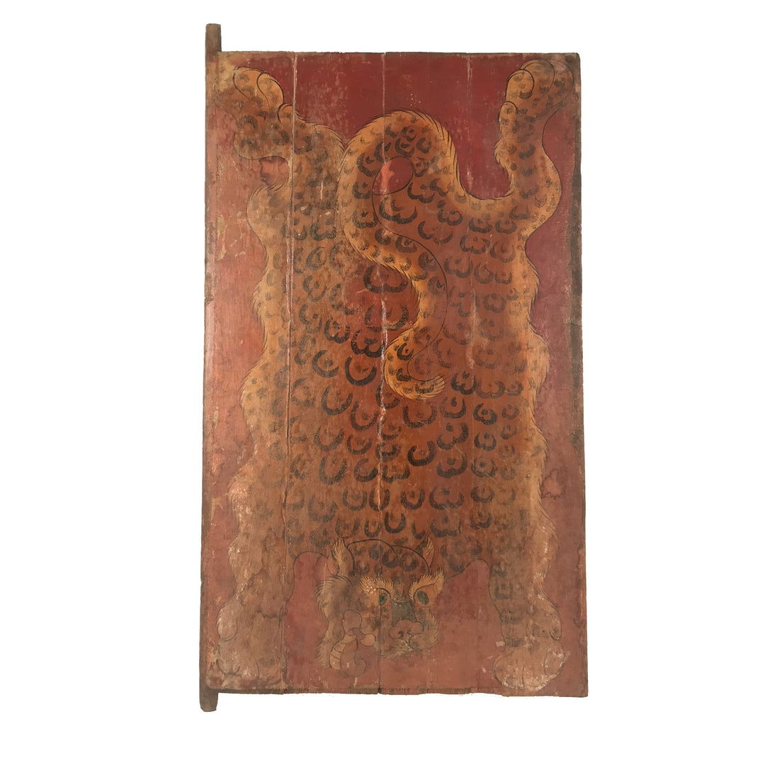 Tibetan Painted Leopard Door - Ca 90 yrs old | Indigo Oriental Antiques