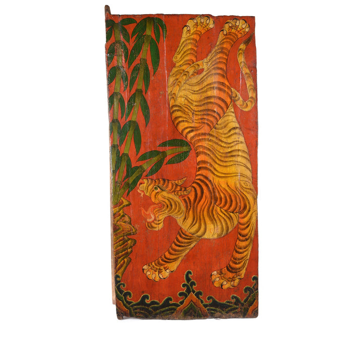 Tibetan Tiger Door With Original Paint 75 - 100 Yrs Old | Indigo Antiques