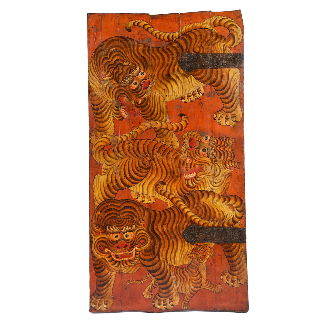 Tibetan Tiger Door Panel With Original Paint | Indigo Antiques