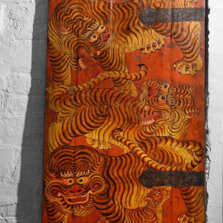Tibetan Tiger Door Panel With Original Paint | Indigo Antiques