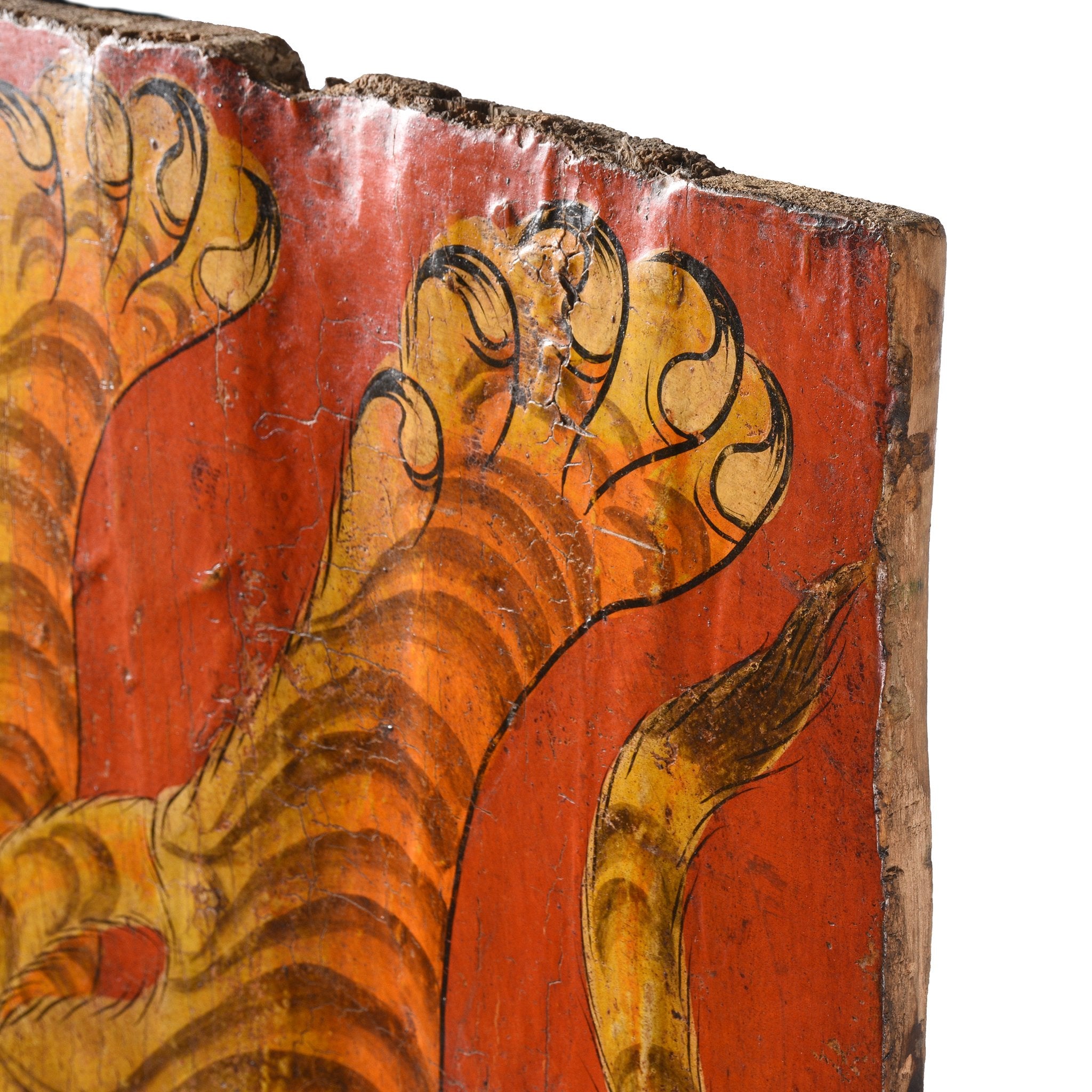 Tibetan Tiger Door Panel With Original Paint 75 - 100 Yrs Old Tibetan Tiger Door Panel With Original Paint 75 - 100 Yrs Old