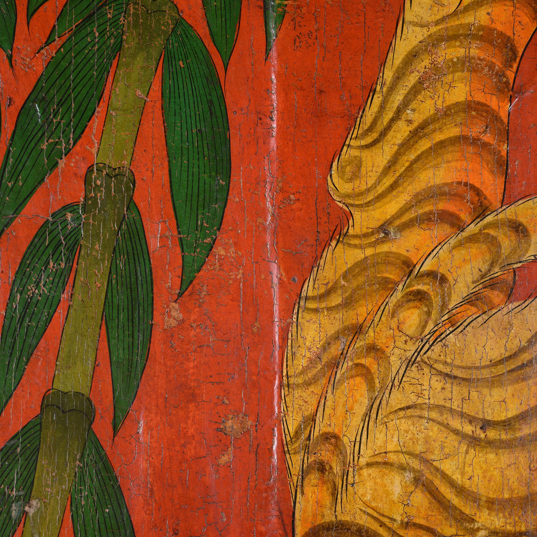 Tibetan Tiger Door With Original Paint 75 - 100 Yrs Old | Indigo Antiques
