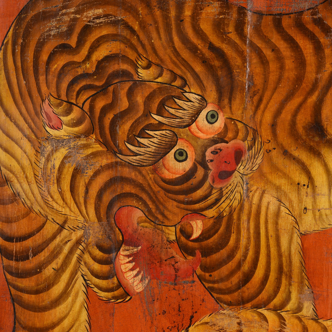 Tibetan Tiger Door Panel With Original Paint | Indigo Antiques
