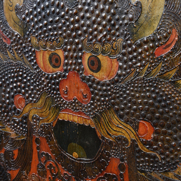 Tibetan Tiger Door Panel With Original Paint - Ca 1900