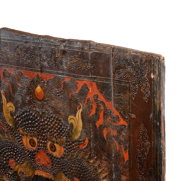 Tibetan Tiger Door Panel With Original Paint - Ca 1900