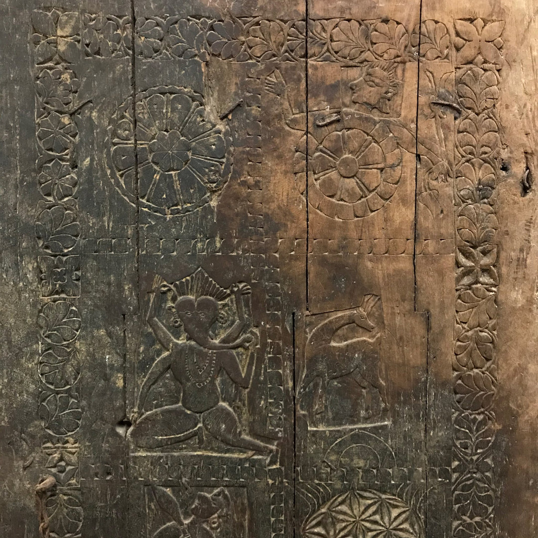 Tribal Elephant Window Shutter From Maharastra - 19thC