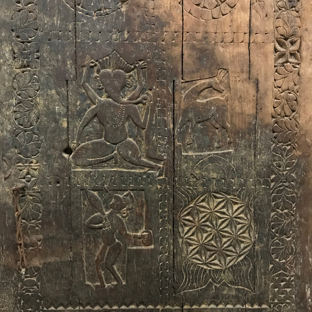 Tribal Elephant Window Shutter From Maharastra - 19thC