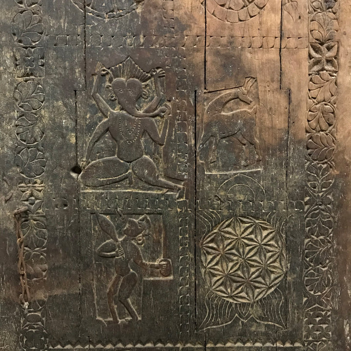 Tribal Elephant Window Shutter From Maharastra - 19thC