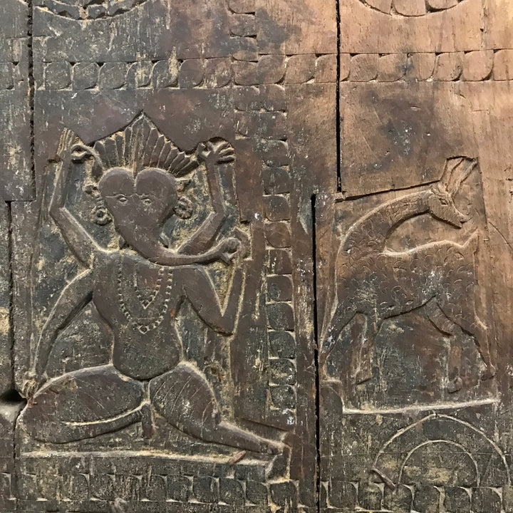 Tribal Elephant Window Shutter From Maharastra - 19thC