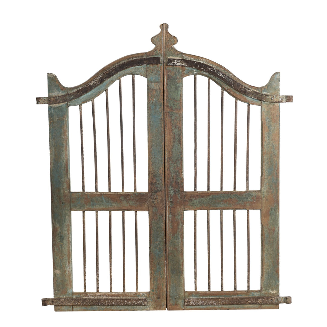 Turquoise Painted Dog Gate From Gujarat - 19thC | Indigo Oriental Antiques