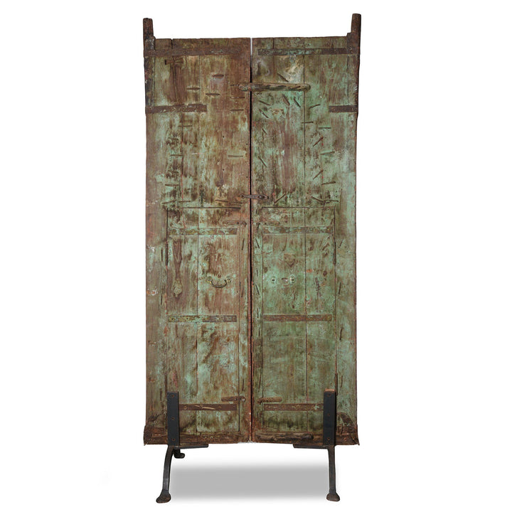 Vermillion Painted Mica Indian Peacock Doors - 18thC | Indigo Antiques