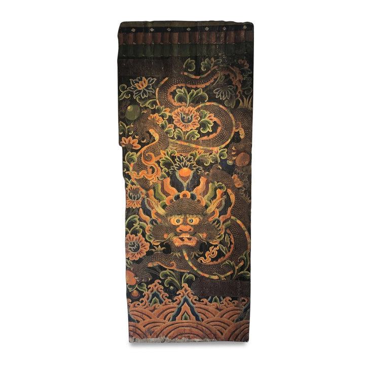 Vintage Tibetan Door With Dragon Painting - Ca 1930 | Indigo Oriental Antiques