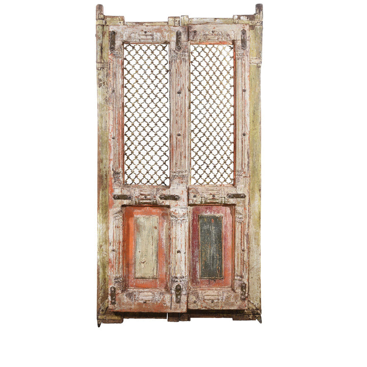 White Painted Indian Jali Doors From Gujarat - 19thC | Indigo Antiques