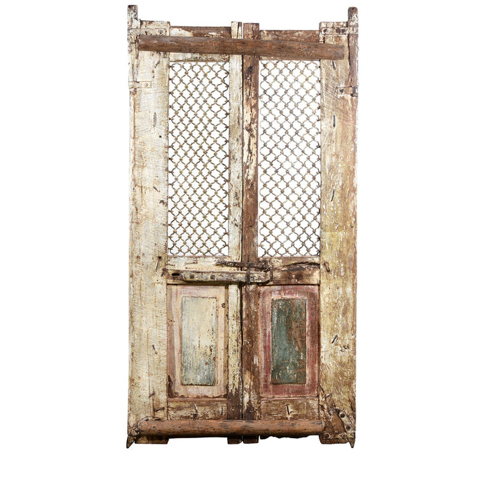 White Painted Indian Jali Doors From Gujarat - 19thC | Indigo Antiques